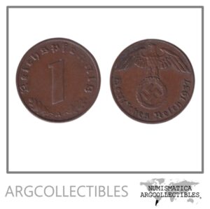Alemania Moneda 1 Pfening 1937 A 3er Reich Bronce KM-89 VF+