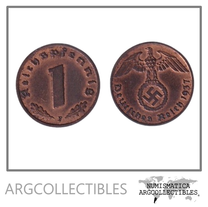 Alemania Moneda 1 Pfening 1937 F 3er Reich Bronce KM-89 XF+