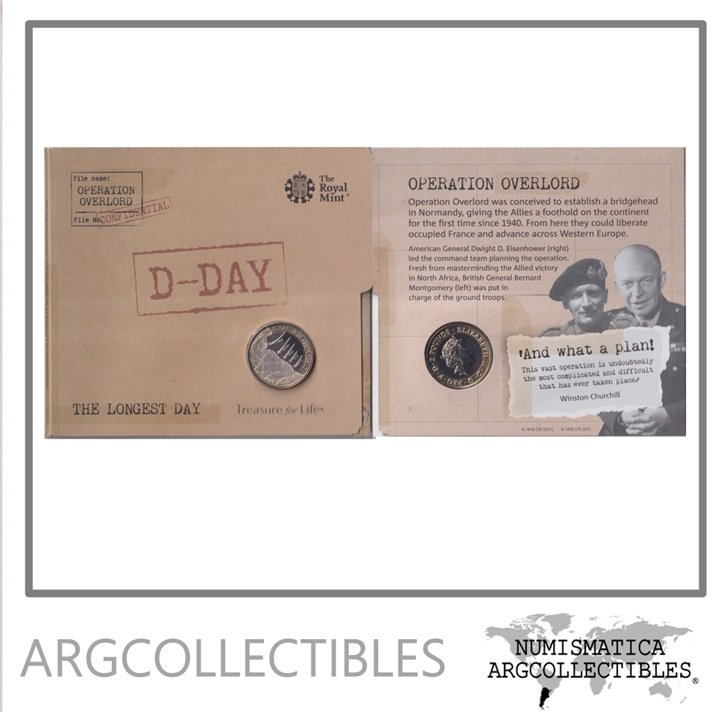 Inglaterra Blister Moneda 2 Pound 2019 D-Day Bimetalica UNC