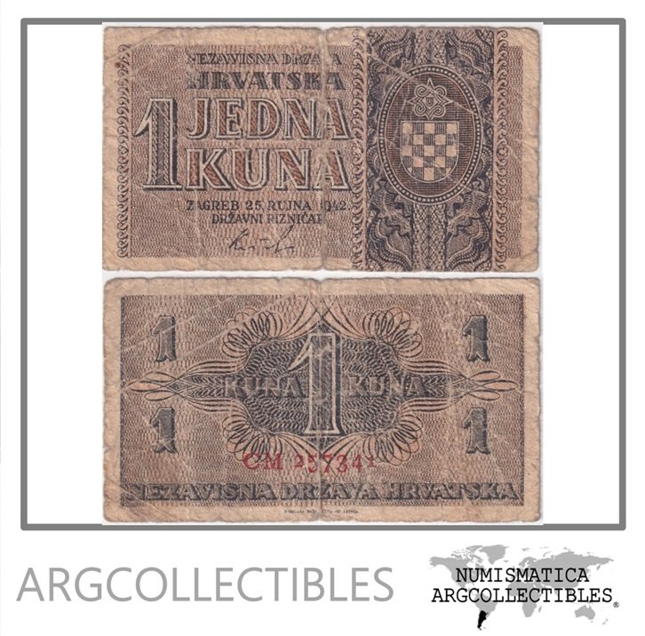 Croacia Billete 1 Kuna 1942 P-7 F