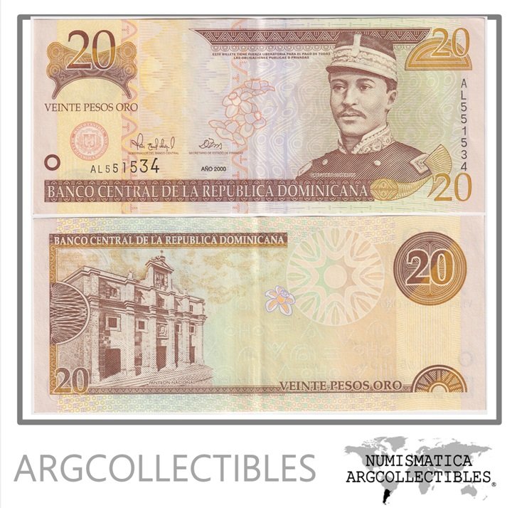Republica Dominicana Billete 20 Pesos 2000 P-160 XF+