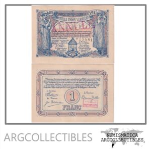 Belgica Billete 1 Franco 1915 Notgeld Verriere AU (Anulado)