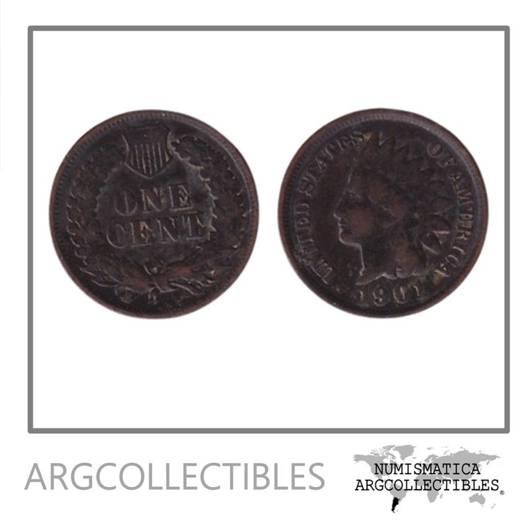 Usa Moneda 1 Centavo 1901 Bronce Indian Head KM-90a VF