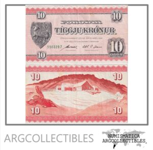 Faroe Billete 10 Kronur 1954 P-15d VF+