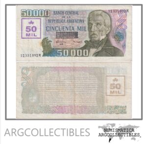 Argentina Billete 50.000 Australes 1989 P-332/BOT-2884 VF (Serie M)