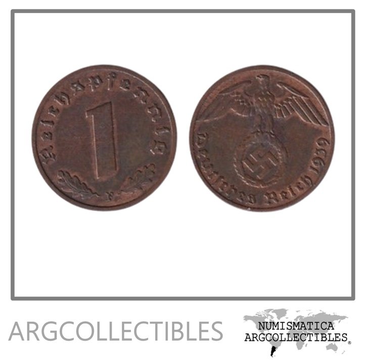 Alemania Moneda 1 Pfennig 1939 F 3er Reich Bronce KM-89 XF