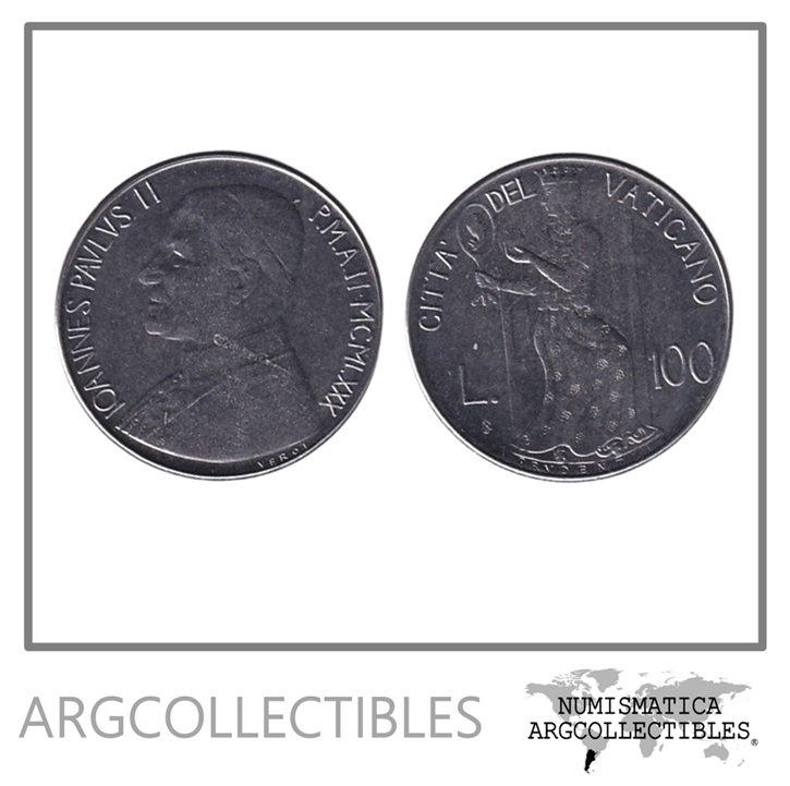 Vaticano Moneda 100 Liras 1980 Papa Juan Pablo II Acero KM-146 UNC