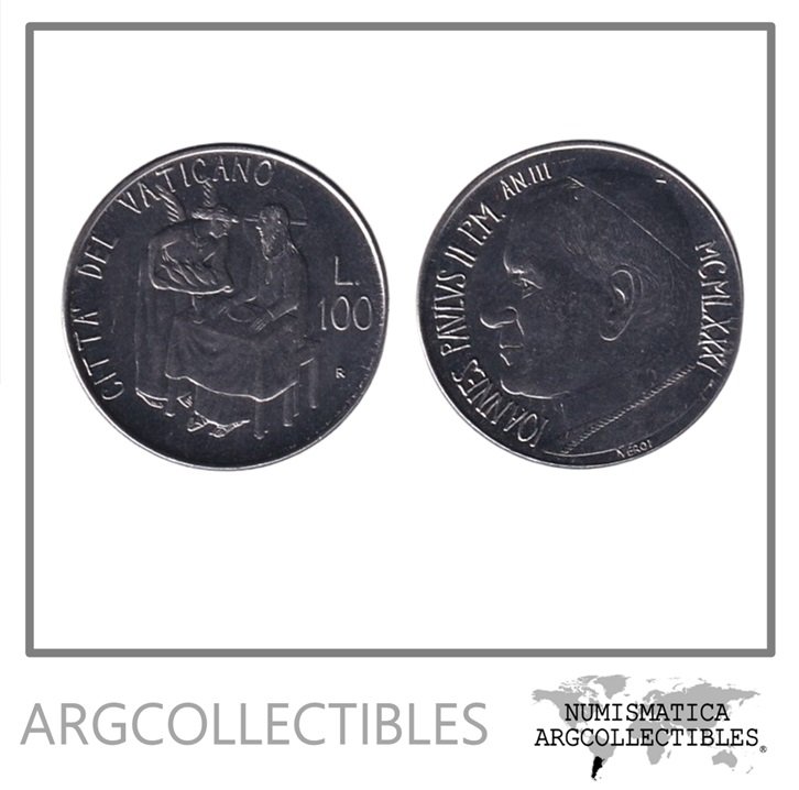 Vaticano Moneda 100 Liras 1981 Papa Juan Pablo II Acero KM-158 UNC