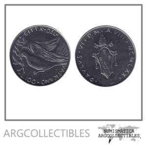 Vaticano Moneda 100 Liras 1970 Papa Pablo VI Acero KM-122 UNC