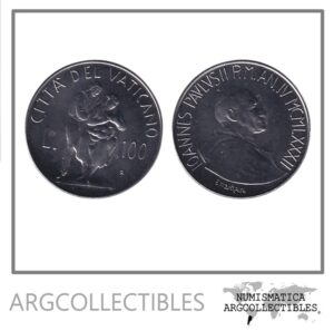 Vaticano Moneda 100 Liras 1982 Papa Juan Pablo II Acero KM-164 UNC