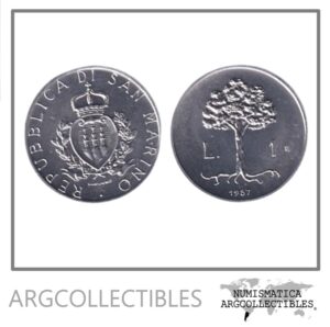 San Marino Moneda 1 Lira 1987 / 15 Aniversario Reanudacion de la Moneda Aluminio KM-201 UNC