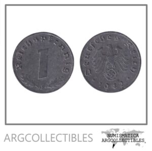 Alemania Moneda 1 Pfennig 1942 J 3er Reich Zinc KM-97 XF