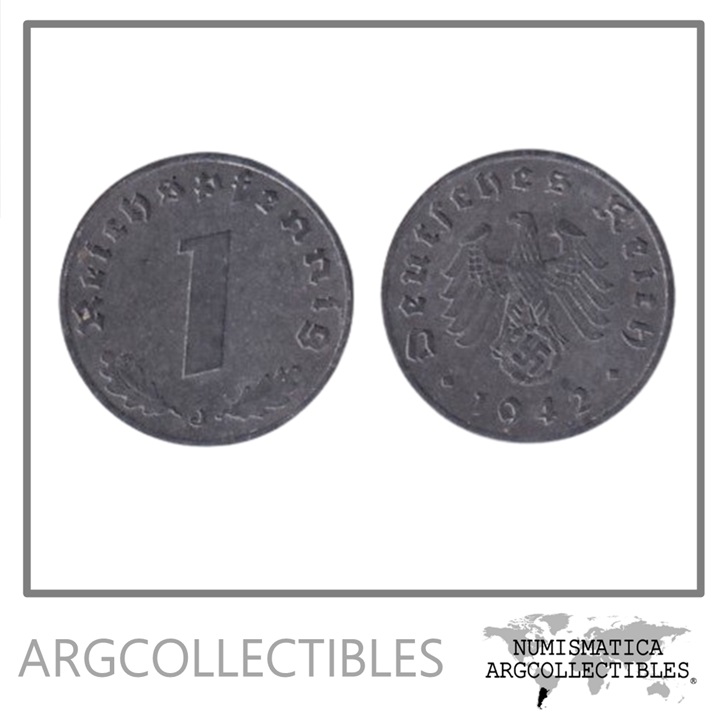 Alemania Moneda 1 Pfennig 1942 J 3er Reich Zinc KM-97 XF