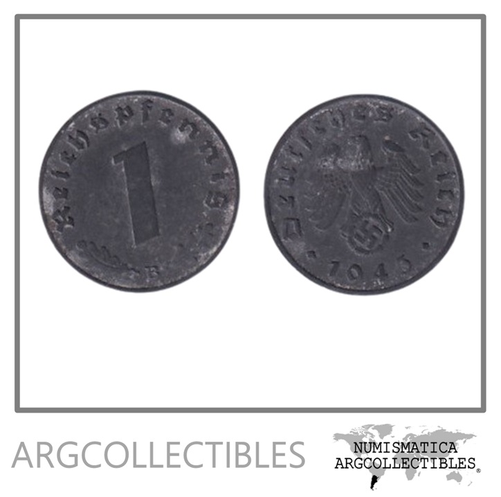 Alemania Moneda 1 Pfennig 1943 B 3er Reich Zinc KM-97 VF