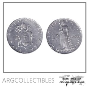 Vaticano Moneda 2 Liras 1958 Papa Pio XII Aluminio KM-50 UNC