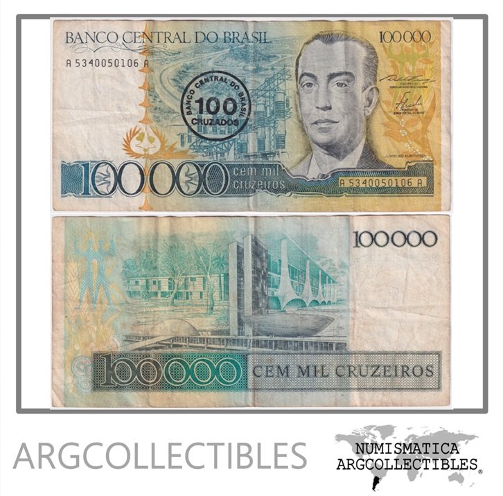 Brasil Billete 100 Cruzados 1986 P-208/C-179 VF
