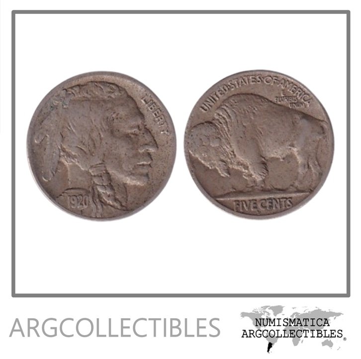 Usa Moneda 5 Centavos 1920 Niquel Bufalo KM-134 VF