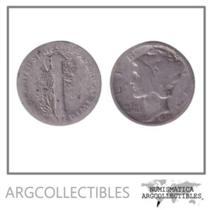 USA Moneda 1 Dime 1927 Plata 900 Mercury KM-140 F