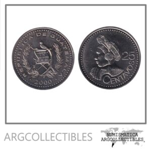 Guatemala Moneda 25 Centavos 2000 Niquel KM-278 UNC