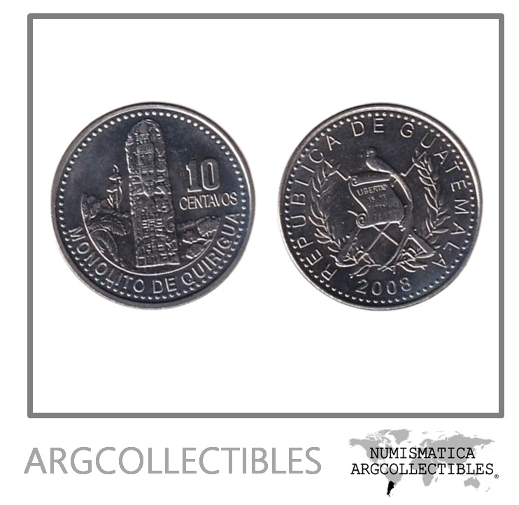 Guatemala Moneda 10 Centavos 2008 Niquel KM-277 UNC