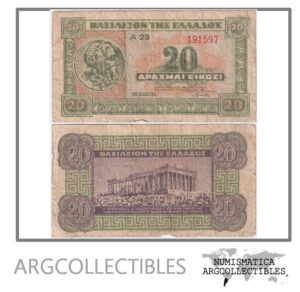 Grecia Billete 20 Dracmas 1940 P-315 F