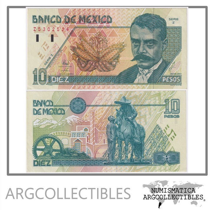 Mexico Billete 10 Pesos 1996 P-105b XF+ (Serie Z)