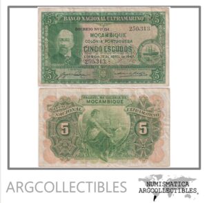 Mozambique Billete 5 Escudos 1943 P-89 VF
