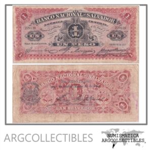 El Salvador Billete 1 Peso 1913 P-S-161b F+ (Banco Nacional)