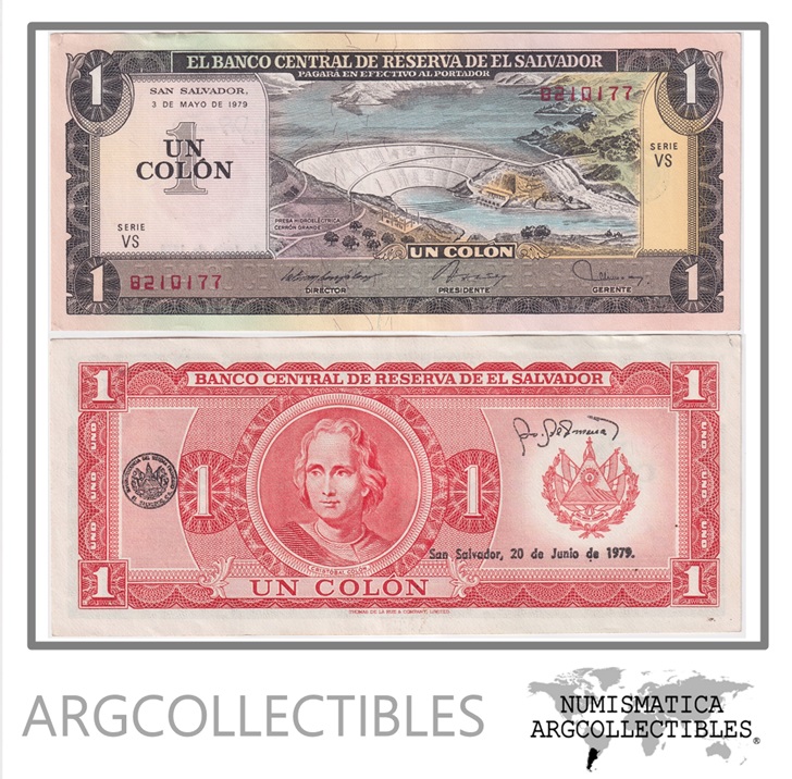 El Salvador Billete 1 Colon 1979 P-125b AU (Serie VS)