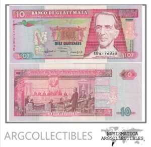 Guatemala Billete 10 Quetzales 1992 P-75c XF