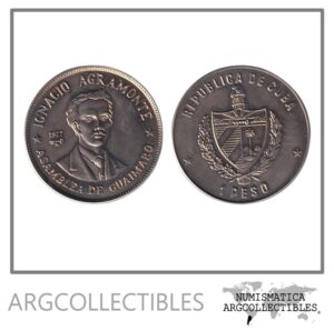 Cuba Moneda 1 Peso 1977 Ignacio Agromonte Niquel KM-187 UNC