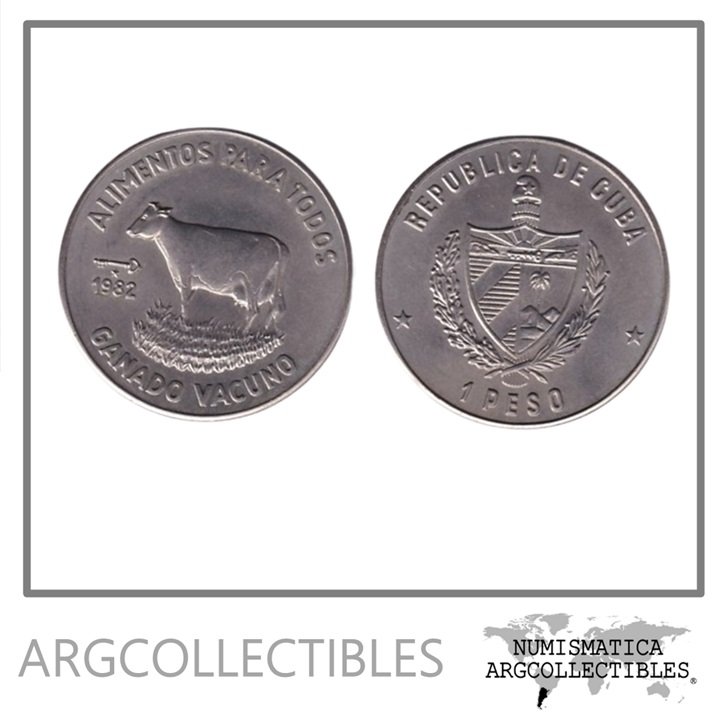Cuba Moneda 1 Peso 1982 Niquel FAO Ganado Vacuno KM-95 UNC