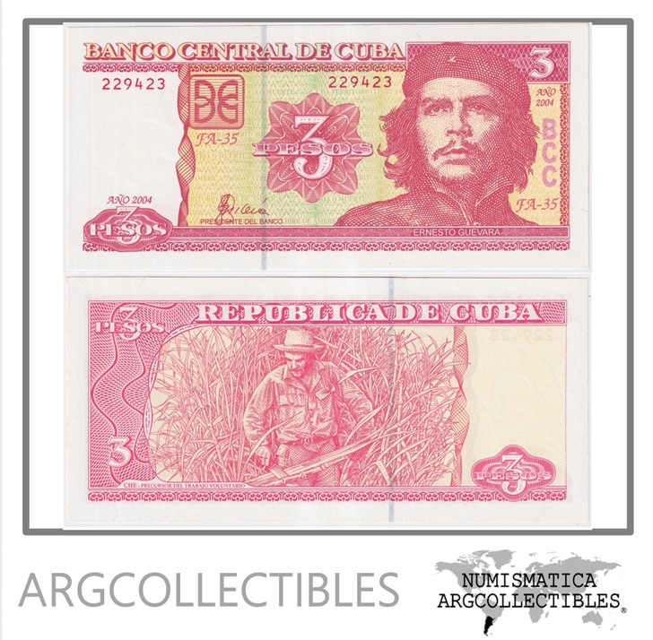 Cuba Billete 3 Pesos 2004 P-127a UNC (Che Guevara)