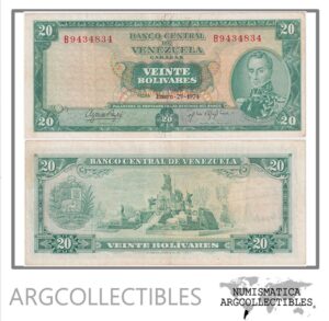 Venezuela Billete 20 Bolivares 1974 P-46e VF+