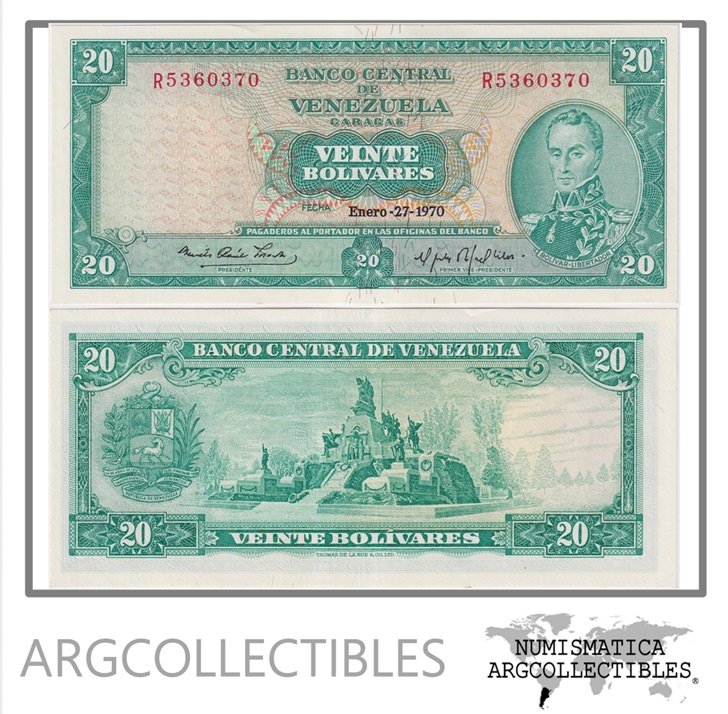 Venezuela Billete 20 Bolivares 1970 P-46d UNC