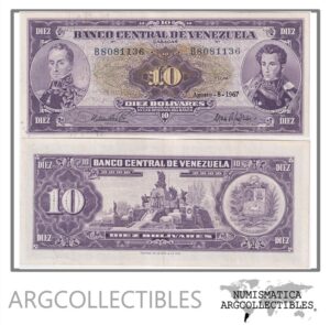Venezuela Billete 10 Bolivares 1967 P-45d XF+