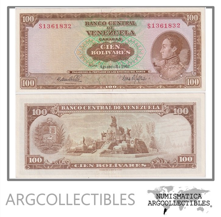 Venezuela Billete 100 Bolivares 1967 P-48e XF+