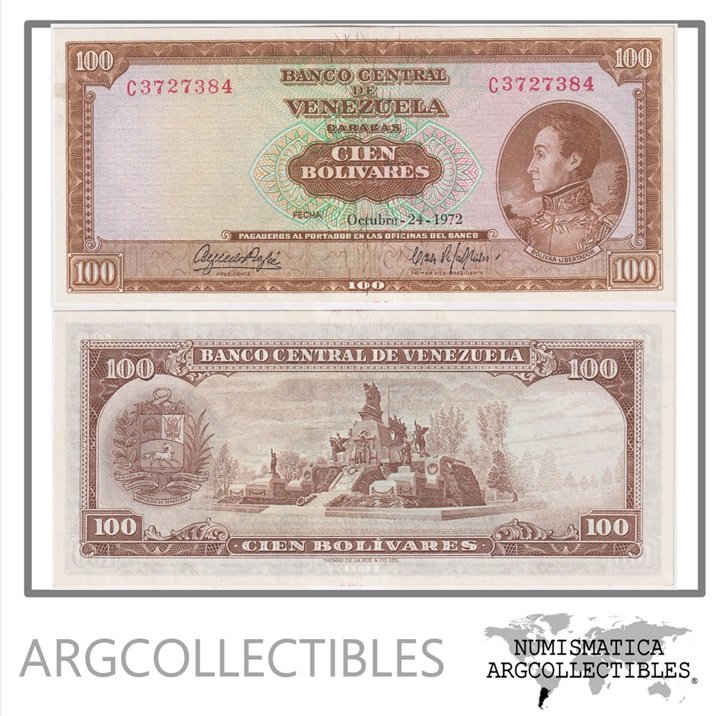 Venezuela Billete 100 Bolivares 1972 P-48i AU