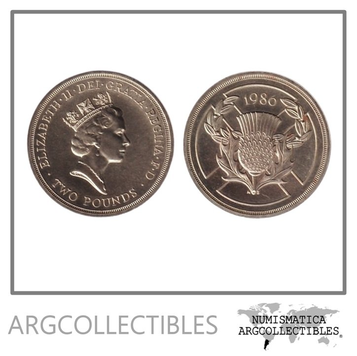 Inglaterra Moneda 2 Pounds 1986 Laton XIII Juegos Commonwealth KM-947 UNC