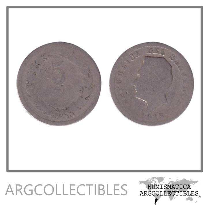 El Salvador Moneda 5 Centavos 1915 Niquel KM-129 F-