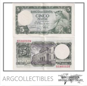 España Billete 5 Pesetas 1954 P-146 XF