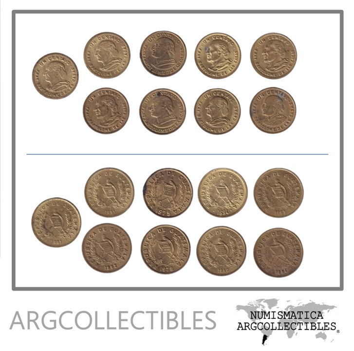 Guatemala Moneda 1 Centavo Lote x 9 1975-1994 KM-275 XF/AU (Diferentes)