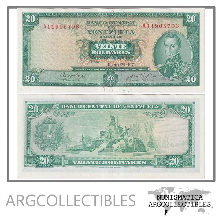 Venezuela Billete 20 Bolivares 1974 P-46e UNC