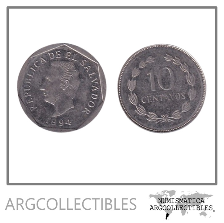 El Salvador Moneda 10 Centavos 1994 Acero KM-155a AU