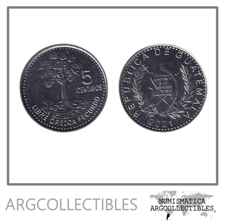 Guatemala Moneda 5 Centavos 2021 Acero KM-276.6 UNC