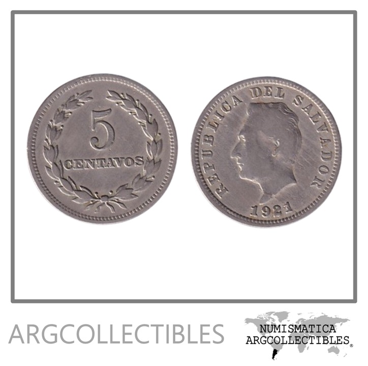 El Salvador Moneda 5 Centavos 1921 Niquel KM-129 VF