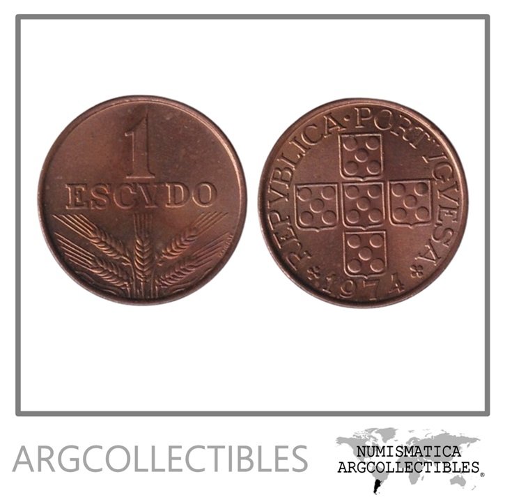 Portugal Moneda 1 Escudo 1974 Bronce KM-597 UNC