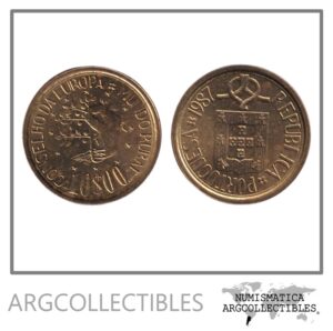 Portugal Moneda 10 Escudos 1987 Laton Mundo Rural KM-638 AU