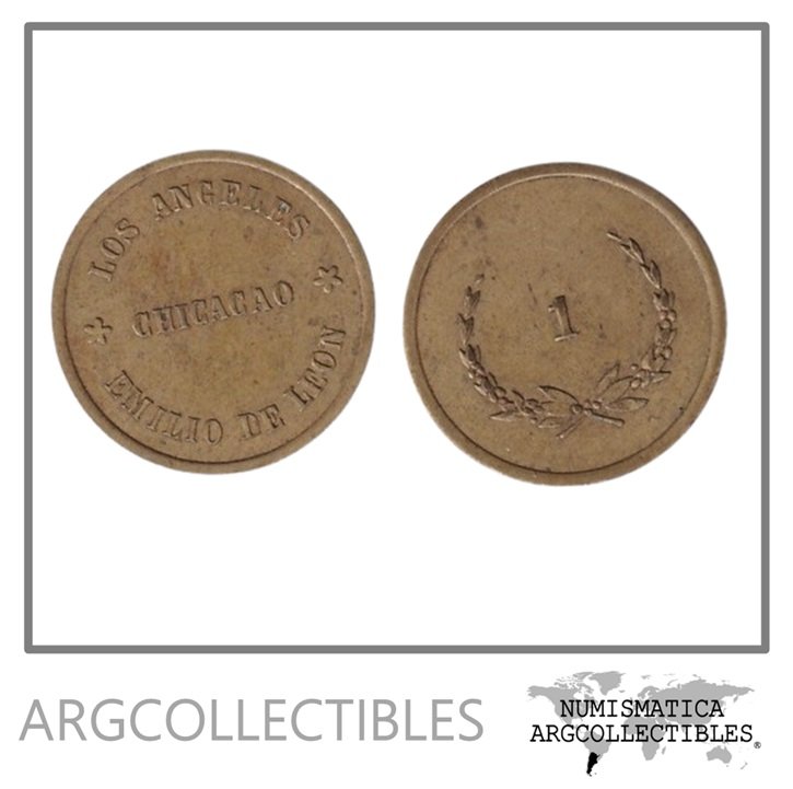 Guatemala Ficha/Token Finca Los Angeles Chicago de Emilio de Leon Valor 1 Real Bronce