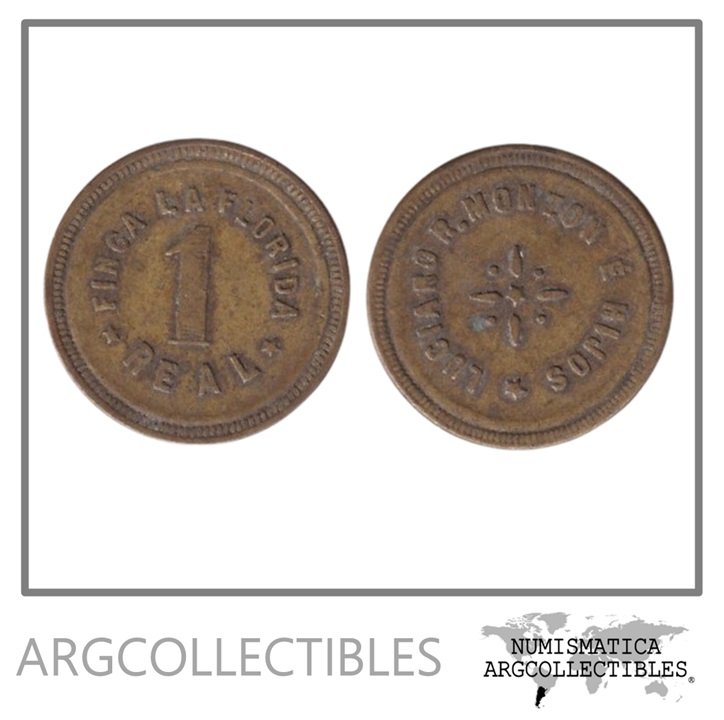 Guatemala Ficha Token 1 Real Finca La Florida Bronce